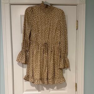 Main Strip Tan Long Sleeve Dress